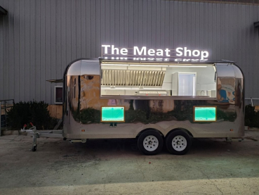 Retro Stainless Steel Food Trailer PSS5021 im US-Retro-Design mit Edelstahl